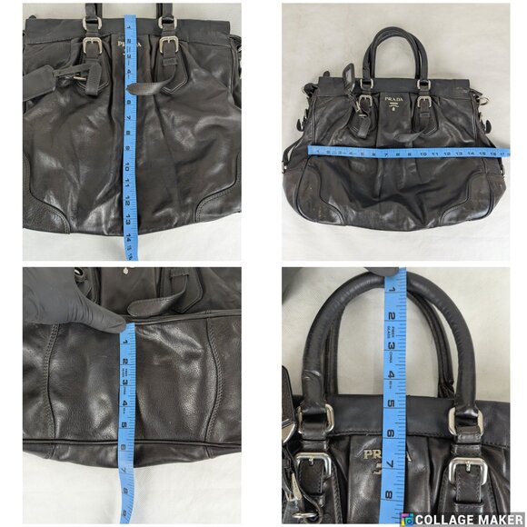 Authentic PRADA Black Leather Vitello Soft Handle Bag Handbag Made in Italy - Picture 12 of 12